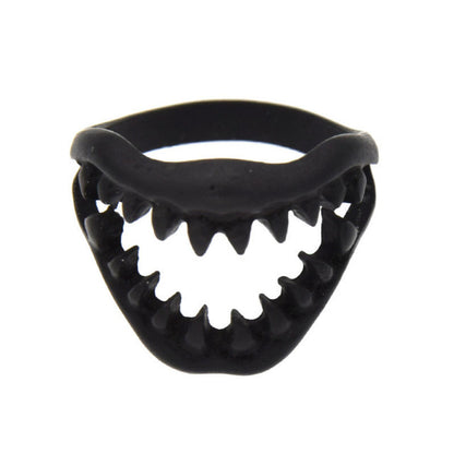 Shark Tooth Skull Mouth Punk Ring Mental Health Awareness Depression Awareness Pause Ring Inspiration Jewelry 2C0258