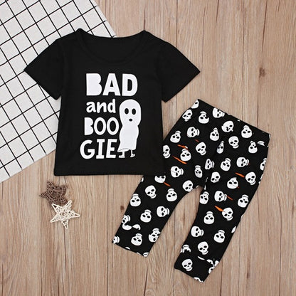 Ins Baby Halloween Outfits Skeleton Bone T-shirt Tops Pants Clothing Set Halloween Costume For Baby Girl Boy