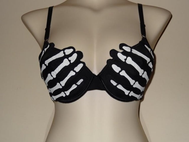 Sexy Black Skull Push Up Skeleton Hands Bra Halloween Cosplay Wear For Women Hot Brassieres Rave Bralet Back Closure Adjustable