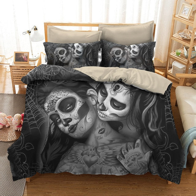 Couple kissing sugar Skull Bedding Sets