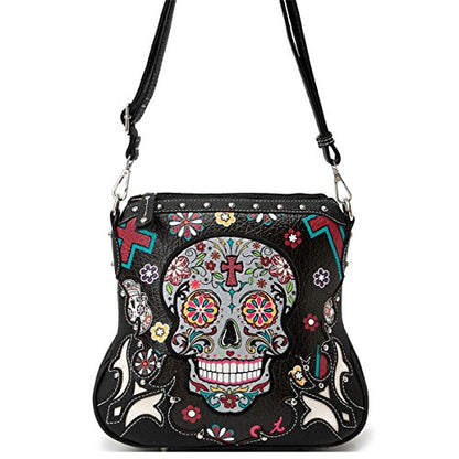Western Sugar Skull Handbag Girl Crossbody Purse Fashion Single Shoulder Bag