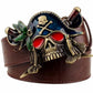 Fashion New men's leather belt metal buckle colored pirate belts punk rock exaggerated skull pirate belt hip hop girdle