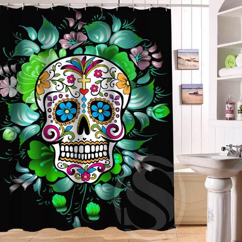 24 Style Custom Classic Skull Bathroom Waterproof Shower Curtain Durable Classic Bathroom decorative