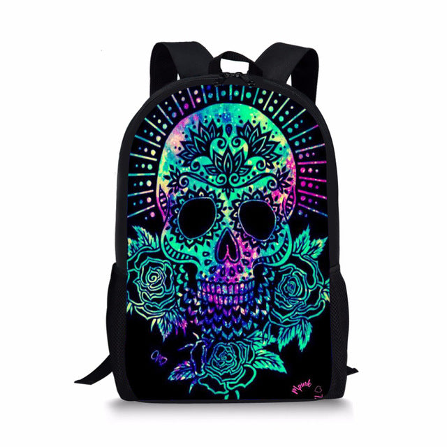 School Bag for Teen Girls Funny Sugar Skull Design Children Bag Pack