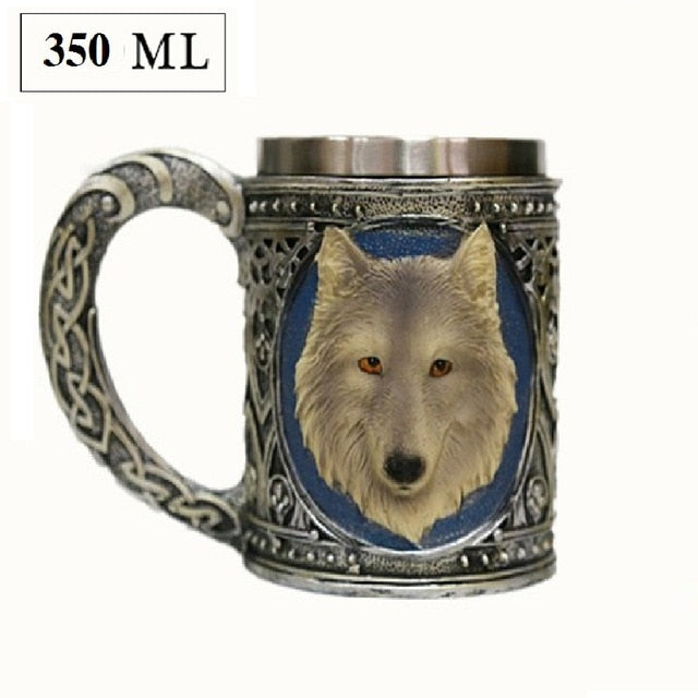 3D Creative Skull Mug Double Wall Stainless Steel Tea Cup Milk Bottle Coffee Mug Skull Knight Tankard Drinking Mug