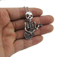 Women's Jewelry Vintage Silver Tone 1.8"X1.4" Play The Guitar Skull Pendant Short Necklace