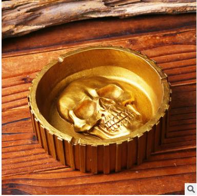 Resin Skull Statue Ashtray Ornaments/White Human Skull Sculpture Cigarette Ashtray Container Replica Home Bar Decor