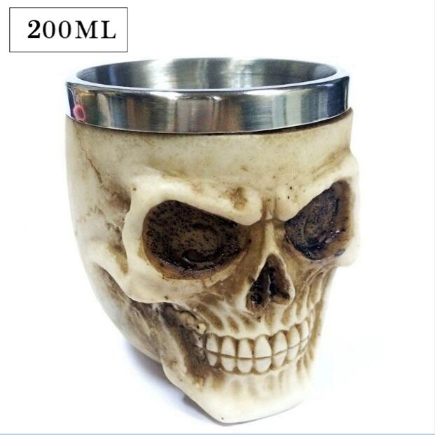 3D Creative Skull Mug Double Wall Stainless Steel Tea Cup Milk Bottle Coffee Mug Skull Knight Tankard Drinking Mug