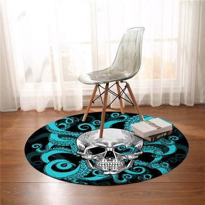 Skull Area Rugs Octopus Tentacles Hand Round Carpet