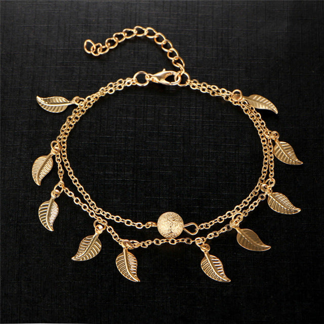 Anklet Bracelet On The Leg Fashion Silver Color Leaf Anklets For Women Foot Jewelry Beach Ankle Bracelet Gift