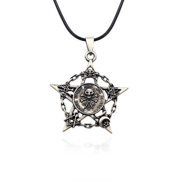 Fashion Steampunk Inverted Pentagram Pan God Skull Goat Head Pendant Necklaces Satanism Satanic Occult Metal DIY Choker Necklace