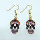 Calavera Expandable Sugary-sweet whimsical skull Earrings celebrate Mexican Day of the Dead Halloween Sugar Skull Earring 1 Pair