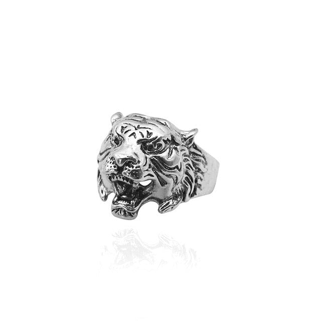 Tiger Ring For Men Jewelry Vintage Punk Mens Rings Steampunk Hollow Stainless Steel Rings Of Anime Skull Hip Hop