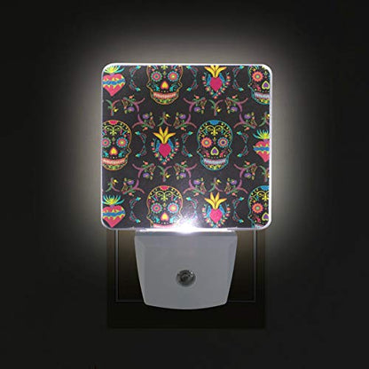 Sugar Skull Flowers LED Night Light with Smart Dusk to Dawn Sensor