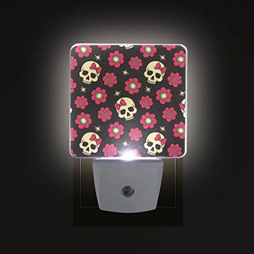 Sugar Skull Flowers LED Night Light with Smart Dusk to Dawn Sensor