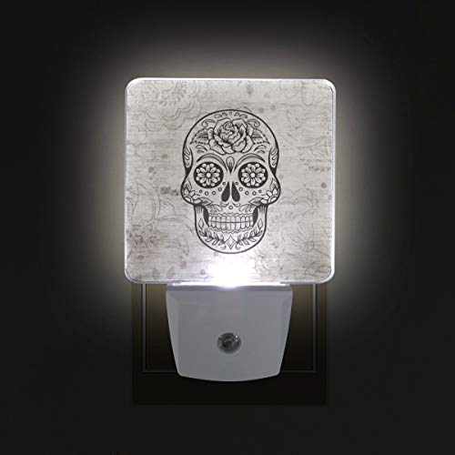 Sugar Skull Flowers LED Night Light with Smart Dusk to Dawn Sensor