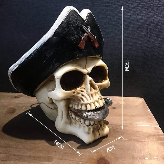 Creative Vintage Resin Skull Statue Skeleton Props Sculpture Home Office