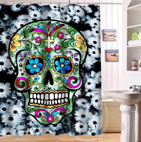 24 Style Custom Classic Skull Bathroom Waterproof Shower Curtain Durable Classic Bathroom decorative