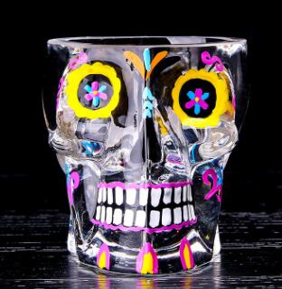 Hand Painted 70ml Colorful Skull Glass Transparent Crystal Skull Head