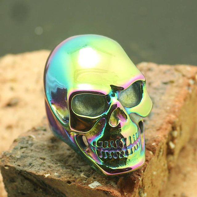 Retail Size 6 to size 16 Unisex 316L Stainless Steel Classic Biker Skull Ring