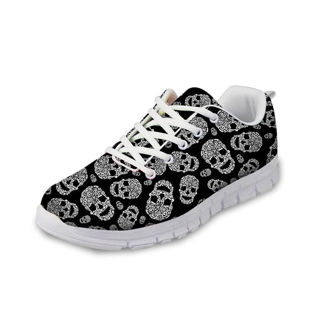 Spring Summer Flats Casual Shoes Classic Print Skull Women's Sneakers Comfort Ladies Mesh Shoes for Student Women
