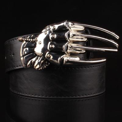 Fashion men belt skull hand buckle Skeleton hand bone punk rock love kills skull belt pu leather hip hop belts