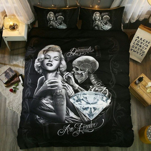 Skull Men Bedding Set Sexy Bedding Sets Luxury Home Bedding Set Bedclothes Bed Linen Set Queen Duvet King Double Home Textile