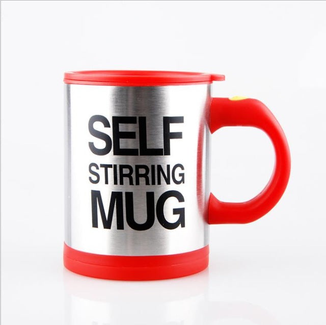 Creative Coffee Mug 400ml /13.5oz Stainless Steel Surface Cup with Lid Lazy Automatic Self Stirring Mug for Travel Office Home