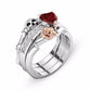 Punk Skeleton Ring set For Women Purple Crystal Skull Rings Black  silver Color Fashion Crystal Jewelry