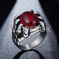Fashion Stainless Steel Skull Rings Women Ring Silvery Ring Man's Popular Punk Red Jewelry Claw Finger Circle R-128
