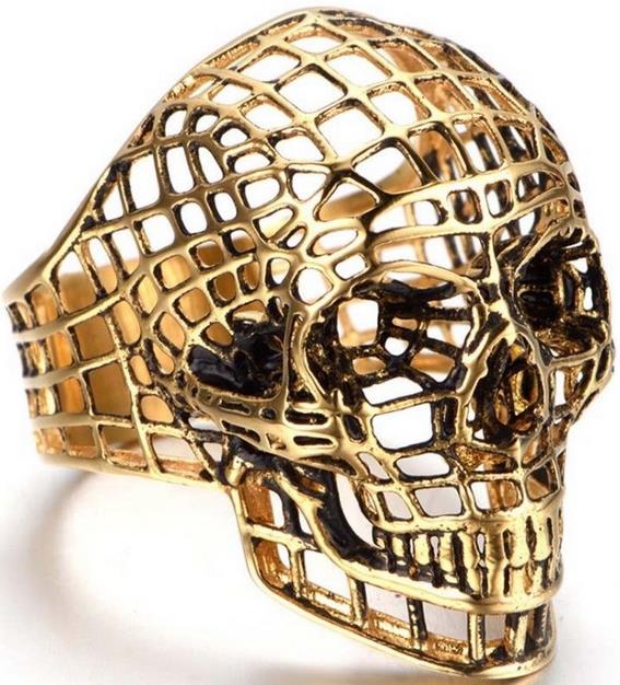 Hiphop Cool Men's Gothic Carving Ring Stainless Steel High Quality cross Skull ring Jewelry For man