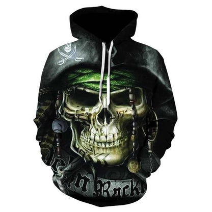 Punk Youth 2018 New Blue Skull Hoodie Men Clothing War Streetwear Hood Long Hoodie Sweatshirt Casual Funny Pocket Hoodie