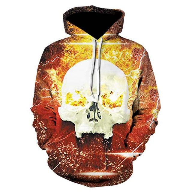 Punk Youth 2018 New Blue Skull Hoodie Men Clothing War Streetwear Hood Long Hoodie Sweatshirt Casual Funny Pocket Hoodie