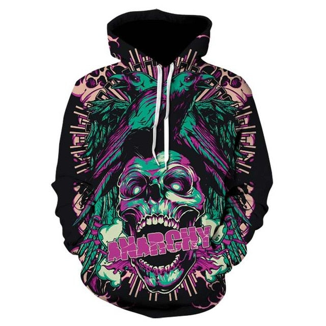 Punk Youth 2018 New Blue Skull Hoodie Men Clothing War Streetwear Hood Long Hoodie Sweatshirt Casual Funny Pocket Hoodie