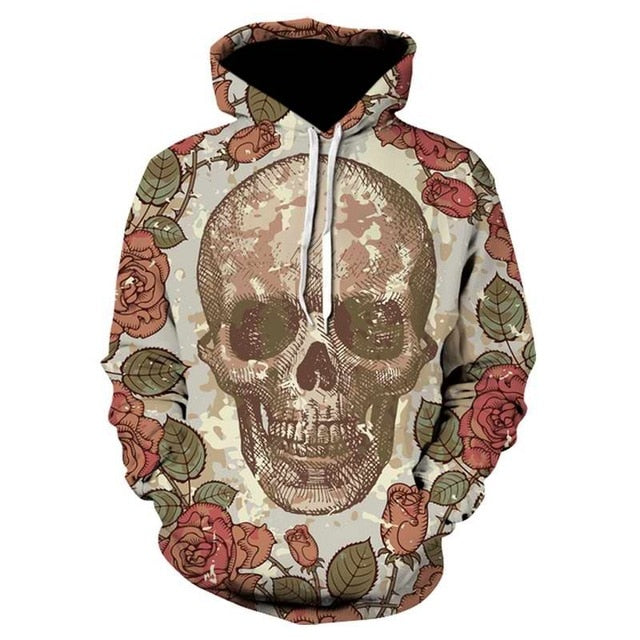 Punk Youth 2018 New Blue Skull Hoodie Men Clothing War Streetwear Hood Long Hoodie Sweatshirt Casual Funny Pocket Hoodie