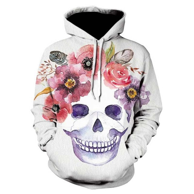 Punk Youth 2018 New Blue Skull Hoodie Men Clothing War Streetwear Hood Long Hoodie Sweatshirt Casual Funny Pocket Hoodie