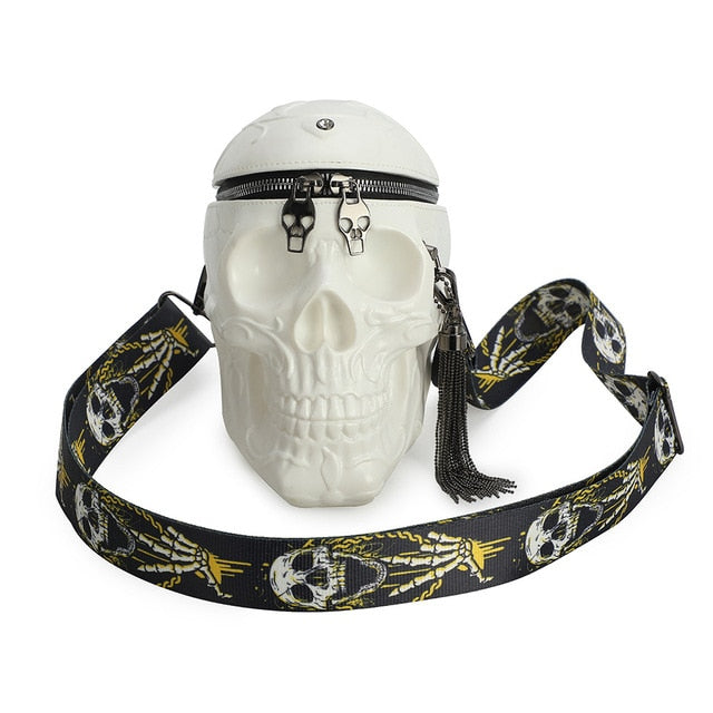 3D Funny Skeleton Head Black Shoulder Crossbones Messenger