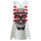 New Arrival Hot Sale Summer Women Fashion Sexy Vest Skull Striped Print Sleeveless Cut Out Strap Tank Tops Shirt free ship