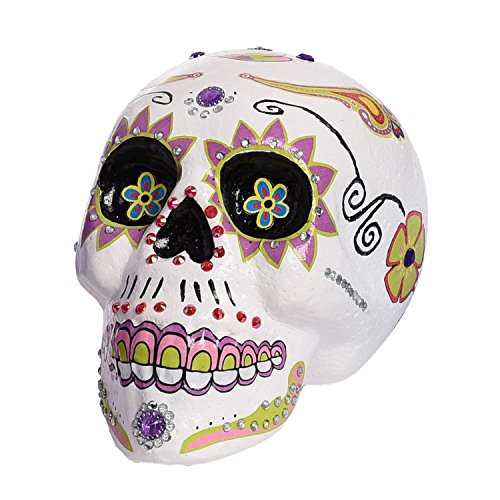 One Holiday Way Day of The Dead Colorful Sugar Skull Calavera Figurine - Dia de Los Muertos Decoration for Halloween (White)