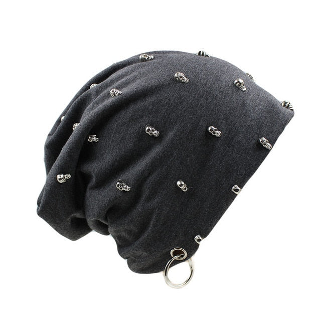 New Fashion  Casual Hat With Skull Hoop Brand Caps Winter Warm Beanies