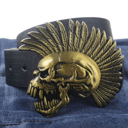 Street Fighter Skull buckle PU leather belt big buckle man belts fashion great leather belt 7584