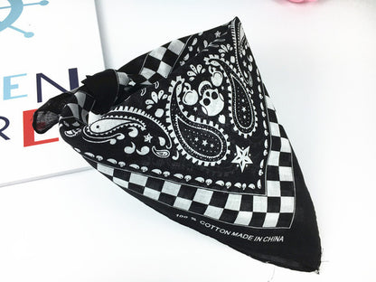 1pc Fashion Men Women Bohemian Paisley Skull Head Print Hairbands Hiphop Cotton Headbands Scarves Ethnic Turban