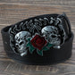 Fashion leather belt skull head skeleton man women wear big buckle skull face rose punk style heavy metal rcok belt Ghost head