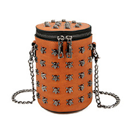 Chain Bucket Women Bag Girl Skull Oblique Single Shoulder Messenger Bag Zipper Wedding Solid Color