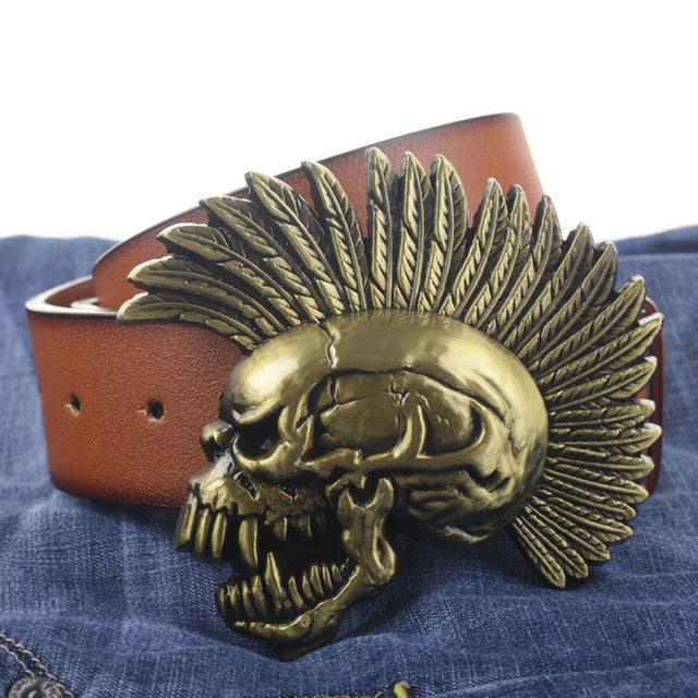 Street Fighter Skull buckle PU leather belt big buckle man belts fashion great leather belt 7584