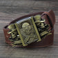 Golden skull Novelty cigarette lighter belt men's leather belt