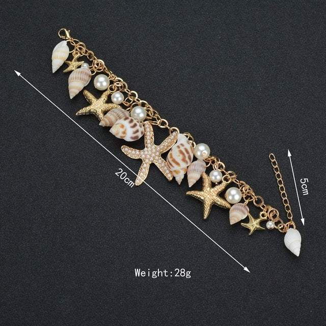 New Fashion Tidal Marine Shells And Starfish Bohemian Charm Bracelet For Women Jewelry