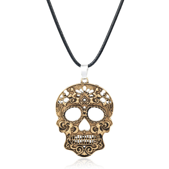 HOT Whimsical Hip Hop Skull Pendant Celebrate Mexican Day of the Dead Halloween Acrylic Sugar Long Chain Skull MEN Necklace Gift