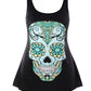 Floral Skull Pattern Print Women Tank Top Summer O-neck Sleeveless Tops