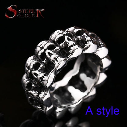 stainless steel punk cycle skull ring for men personality popular for aliexpress jewelry